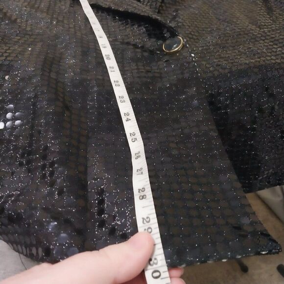 Vtg Monaliza blazer Womens 2X black sequined notch collar single button Flashy - Picture 6 of 6